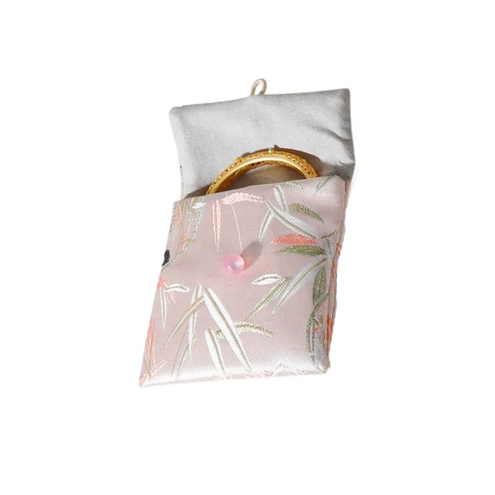 

Embroidered Flowers Jewelry Packing Bag Chinese Style Rings Necklace Earrings Storage Case Organizer Large Capacity