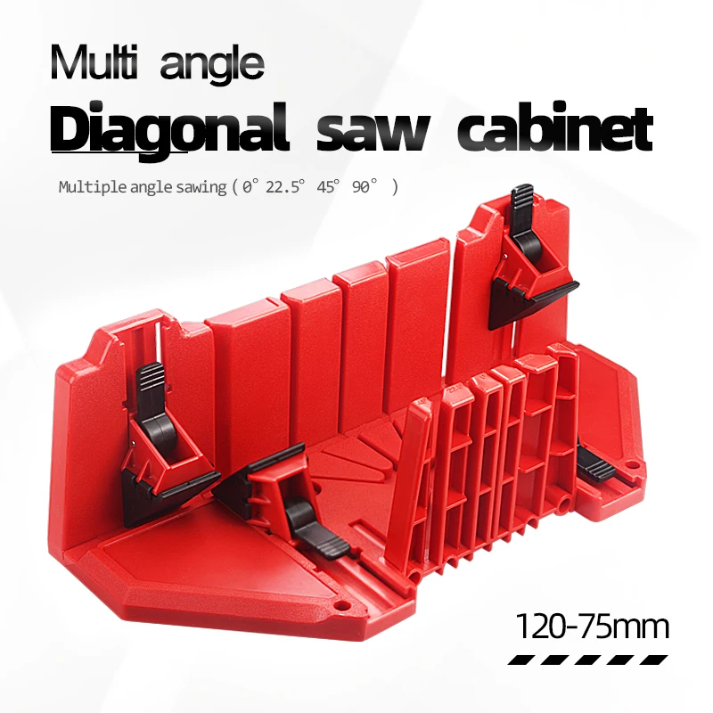 DURATEC 100x65mm Red diagonal saw cabinet 45/22.5 degree clamp back saw box woodworking gypsum skirting line cutting tool