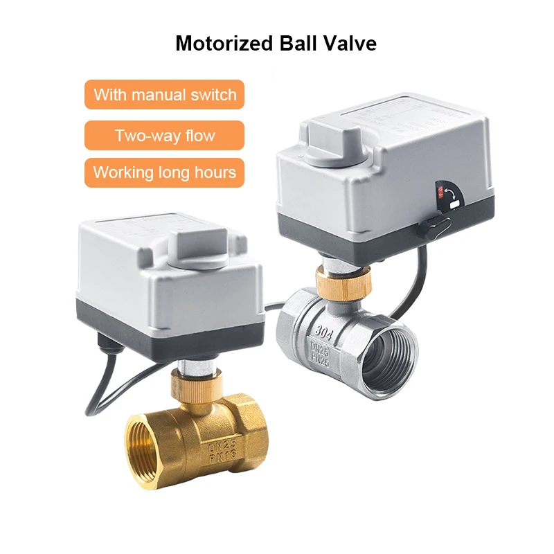 

OEM 2-ходовой шаровой кран из латуни/SS с электроприводом 3-проводной DC12/24/AC220V с ручным управлением