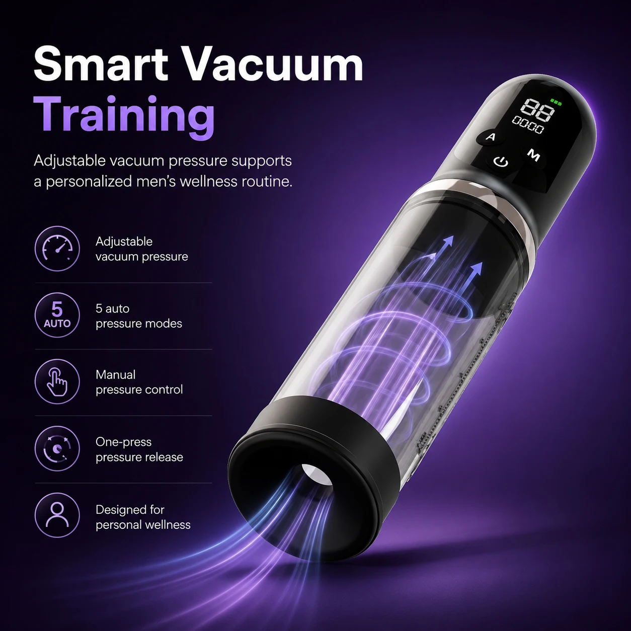 Male Masturbator Portable Penis Pump Pocket Pussy Intelligent Vacuum Penis Trainer 5 Modes Sucking Equipped with 2 Rubber Rings - view 3