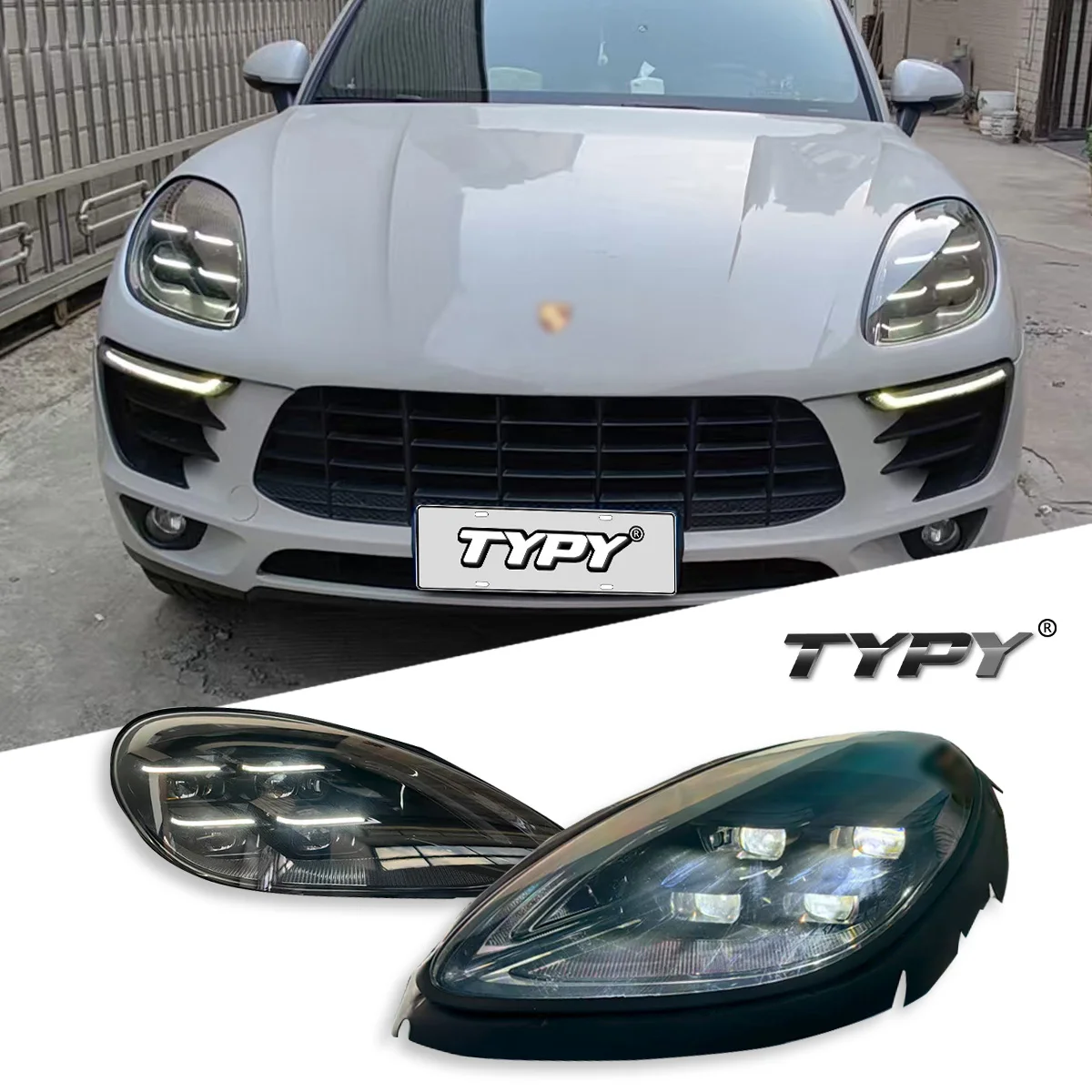 

TYPY автомобиль для Porsche Macan 2014-2022, обновление фар, модифицированная для нового DRL, динамический указатель поворота, светодиодные автоаксессуары