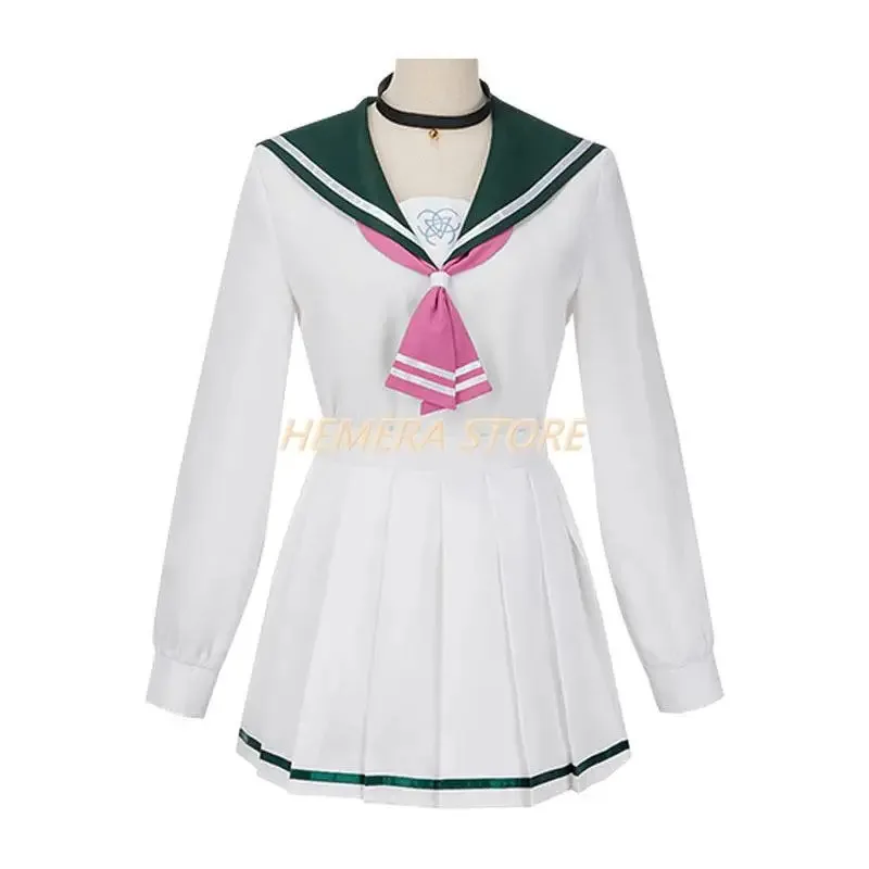 

qq38Anime Blue Archive Kyoyama Kazusa Косплей Костюм для женщин XS-XXXL Девушка Черная толстовка с капюшоном Матроские костюмы Юбка Розовый галстук-бабочка Hallow