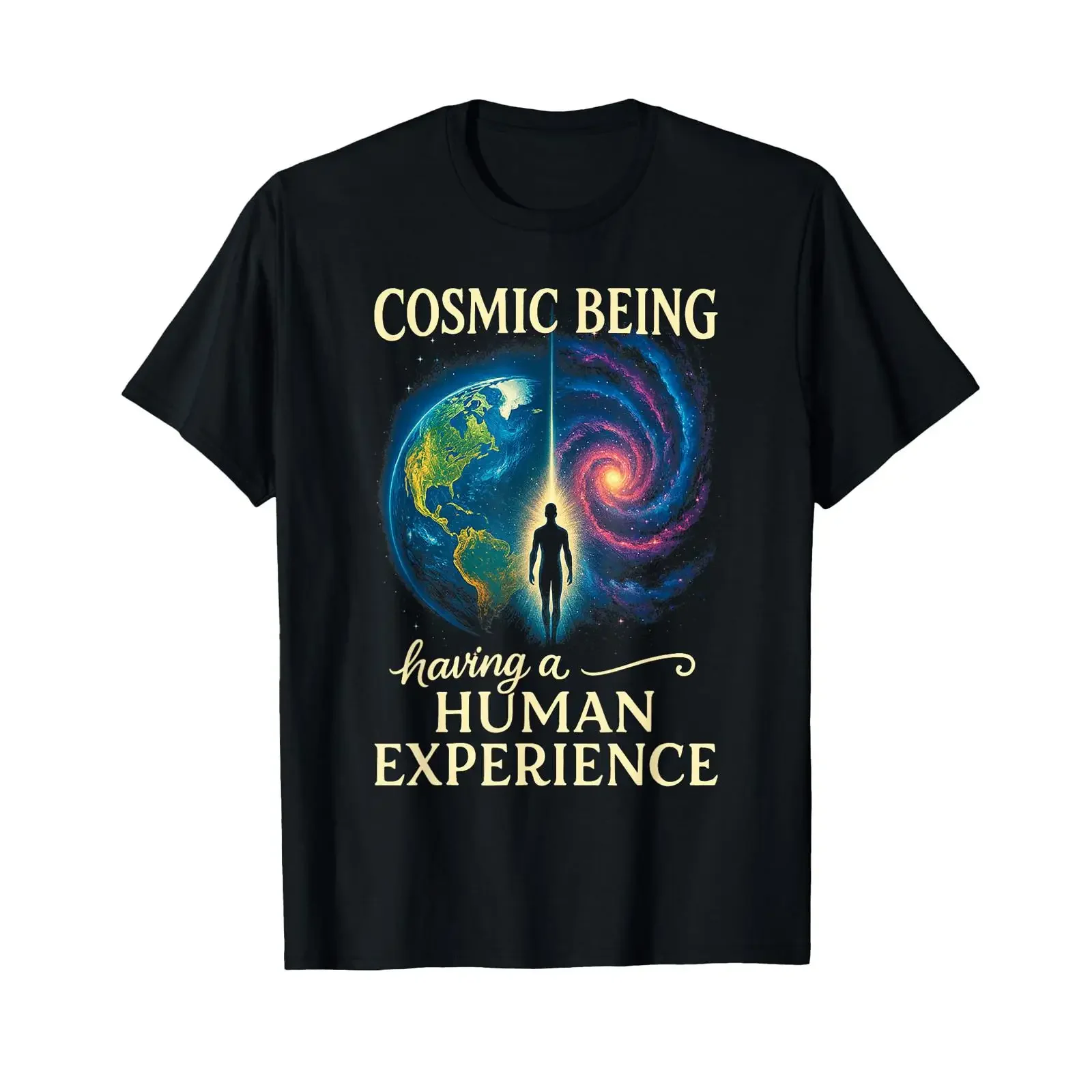 Metaphysical Spiritual Cosmic Being Having Human Experience T Shirt vintage Washed Breathable graphic designer clothes Casual