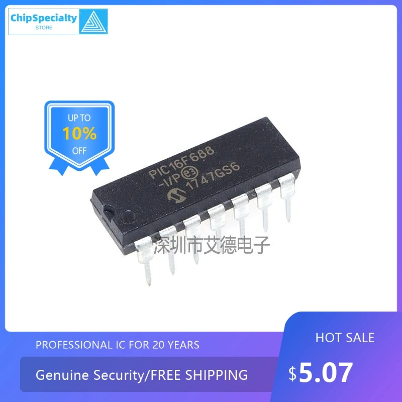 Original PIC16F688-I/P microcontroller chip DIP-14 package