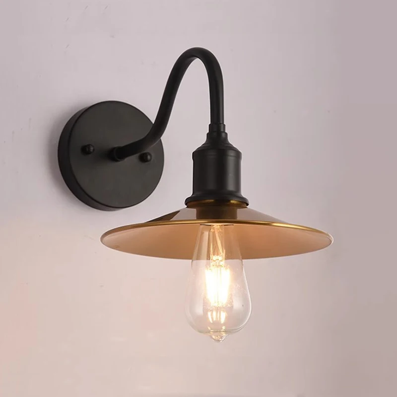 

Loft Industrial Bedroom Bedside Wall Lamp American Gold Villa Stair Corridor Lamp Restaurant Bar Decoration Lighting Fixture
