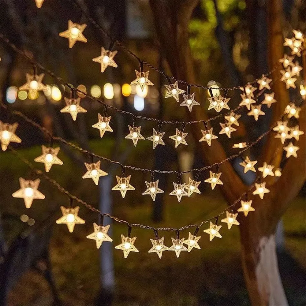 

12m/7m/5m Outdoor Solar Star String Lights Solar Lights Fairy Lights Star for Birthday Garden Wedding Decor Fairy Garden