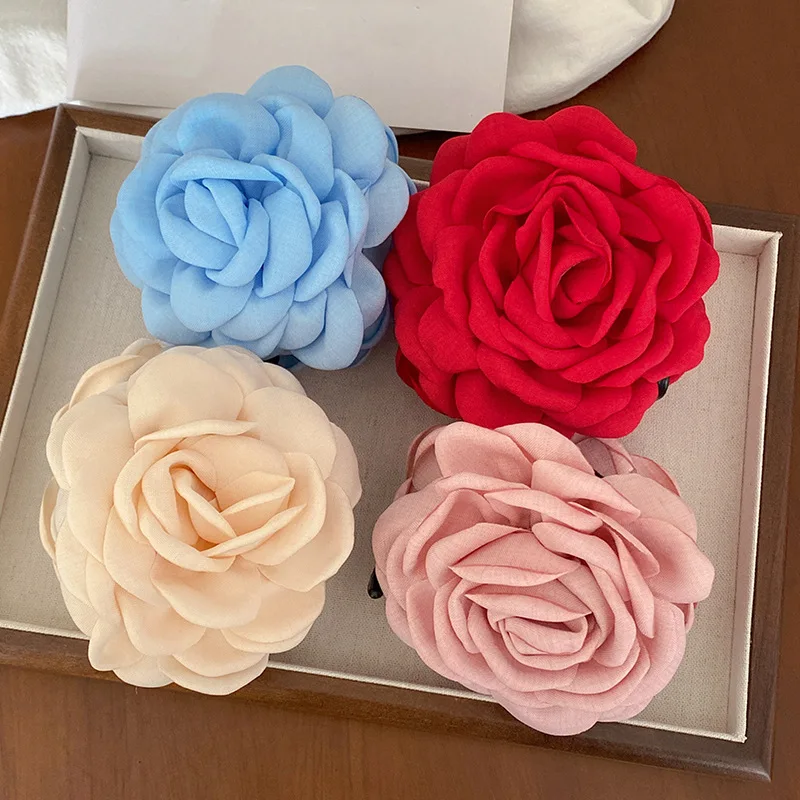 1/2/6 шт. однотонная стереоскопическая заколка для волос с цветком розы Fpr женская элегантная заколка для волос на затылке в виде акулы модная заколка для волос для девочек