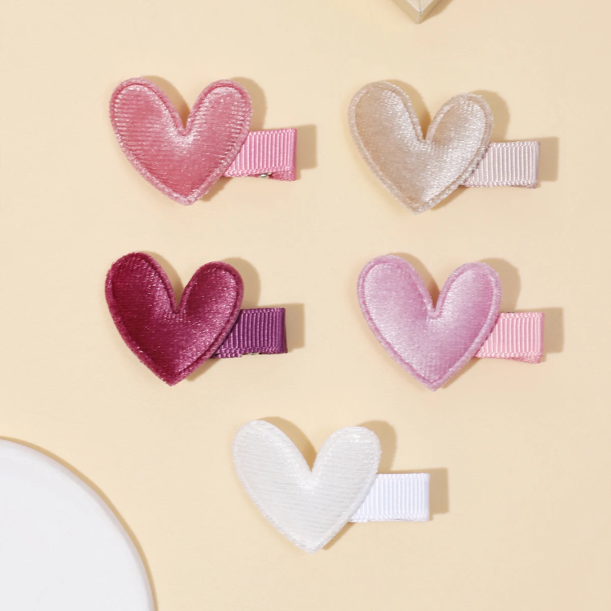 5Pcs/Set Cute Velvet Heart Hair Clip Mini Princess Hairpins DIY Kids Headwear Boutique Hairgrip Children Hair Accessories