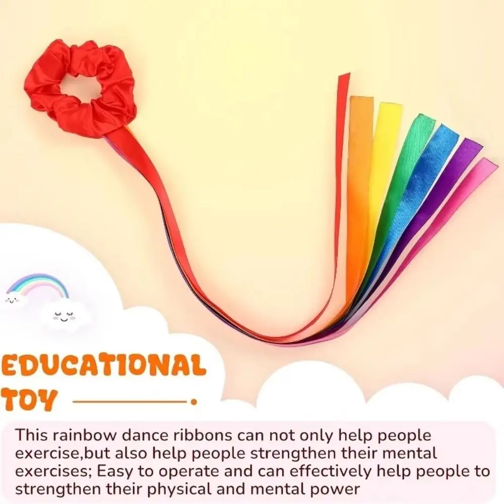 Dance Accessories Polyester Gymnastics Long Ribbon Elastic Rainbow Dance Ribbons Multicolor Rhythm Tassel Performance