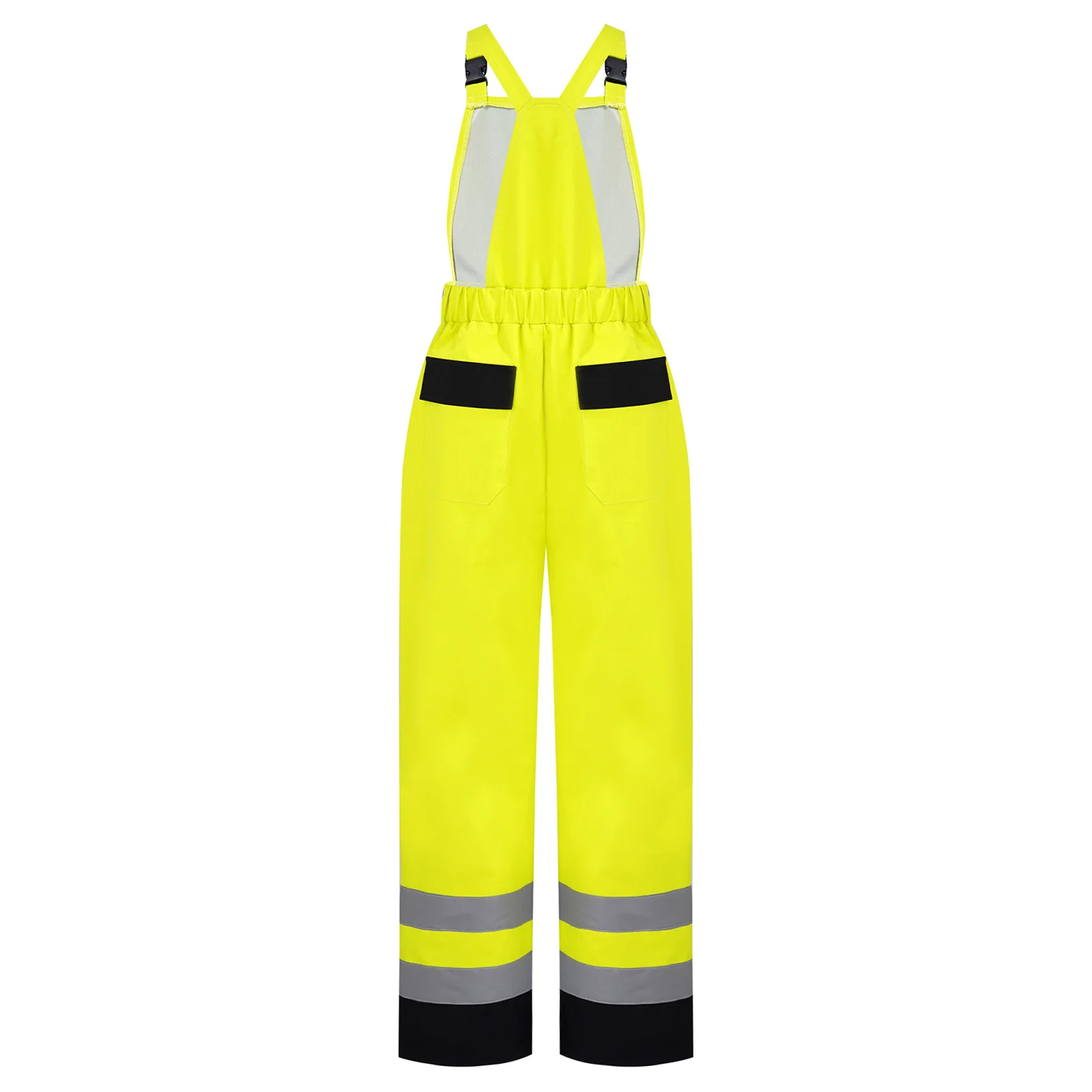 Kids Boys Girls Reflective Strips Overalls Water Resistant Color Block Suspender Trousers with Pockets for Outdoor Activities