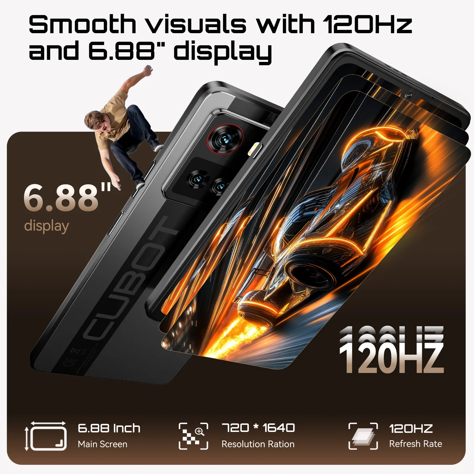 CUBOT 5G Ultra Phone X100 6,88 дюйма, 2,5 ГГц, 8 ГБ ОЗУ, 256 ГБ ПЗУ, мобильные телефоны, аккумулятор 5100 мАч, камера 64 МП, смартфон, Android 15 NFC