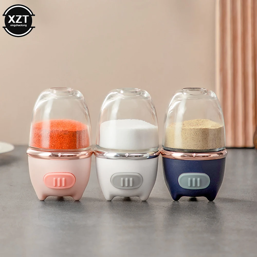 Kitchen Push Type Quantitative Salt Shaker Seasoning Jar Tool Pepper Spice Container Salt Control Bottle Gadget Spice Organizer