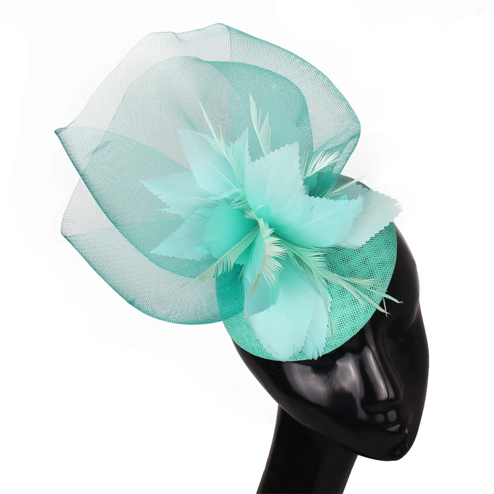 

Fancy Feather Flower Women Mesh Fascinator Hats Hairpin Wedding Headwear Formal Party Dinner Chapeau Cap Ladies Hair Accessories