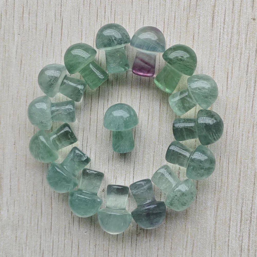 

Natural Green Fluorite Fashion Mushroom shape no hole pendants charms for jewelry Ornaments and decorations 20pcs/lot Wholesale