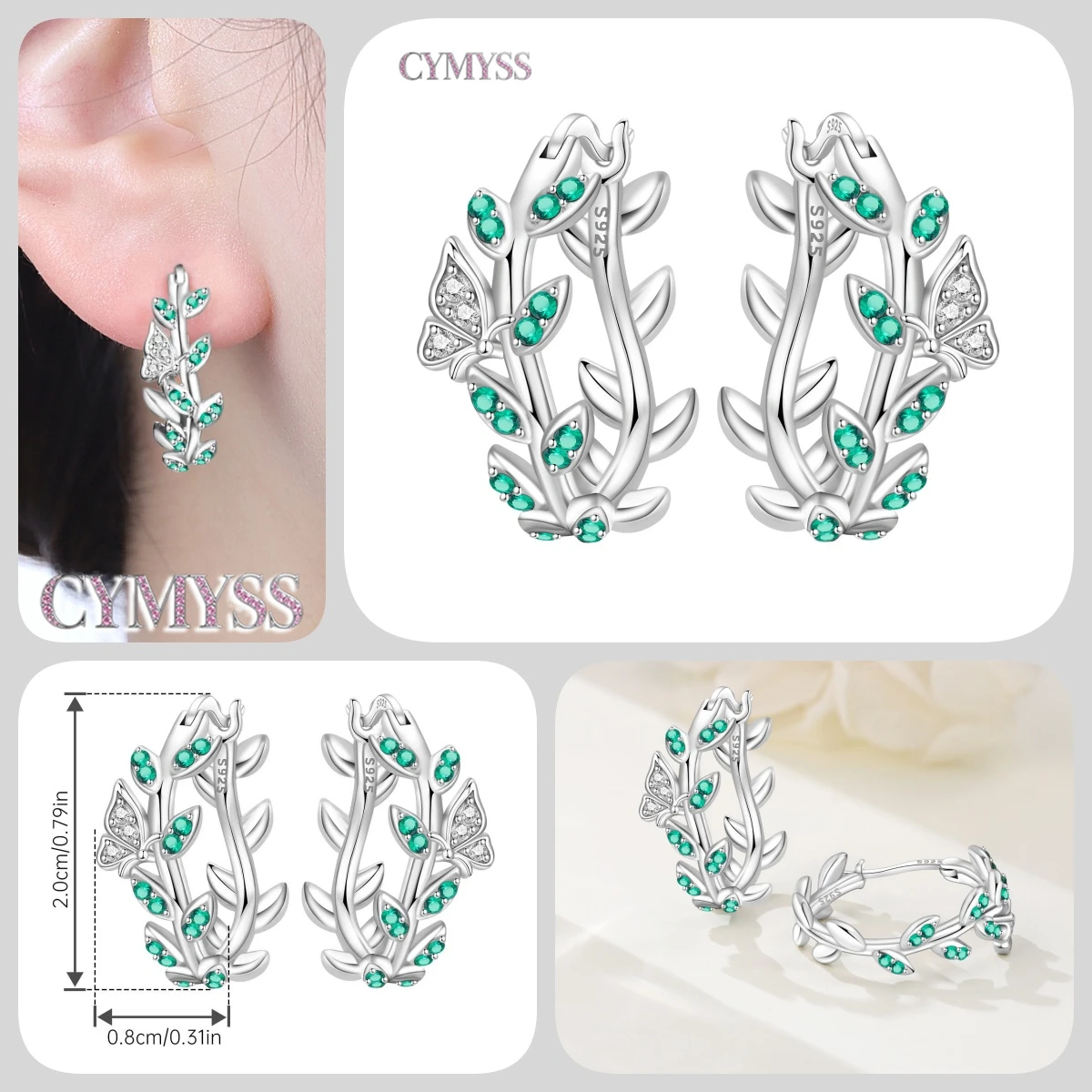 925 Sterling Silver Inlaid Zircon Butterfly Earrings Insect Element Original Design Women's Fashion Party Jewelry Gift Ear Loops Sb0c393a644cf4cb5b9843ca5fabc55761
