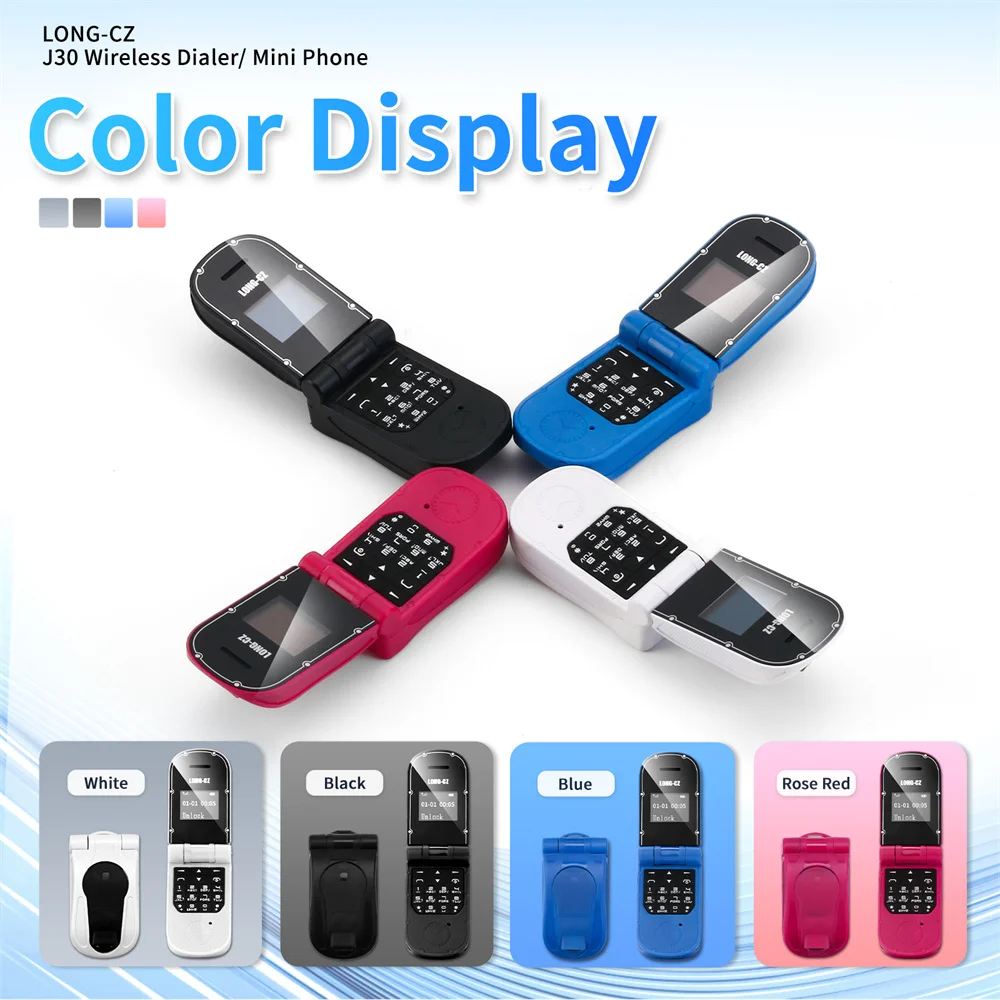 UNIWA J30 2G Single Card Mini Flip Mobile phones Clamshell Push Button Wireless Bluetooth Dialer Magic Voice Handsfree Earphone