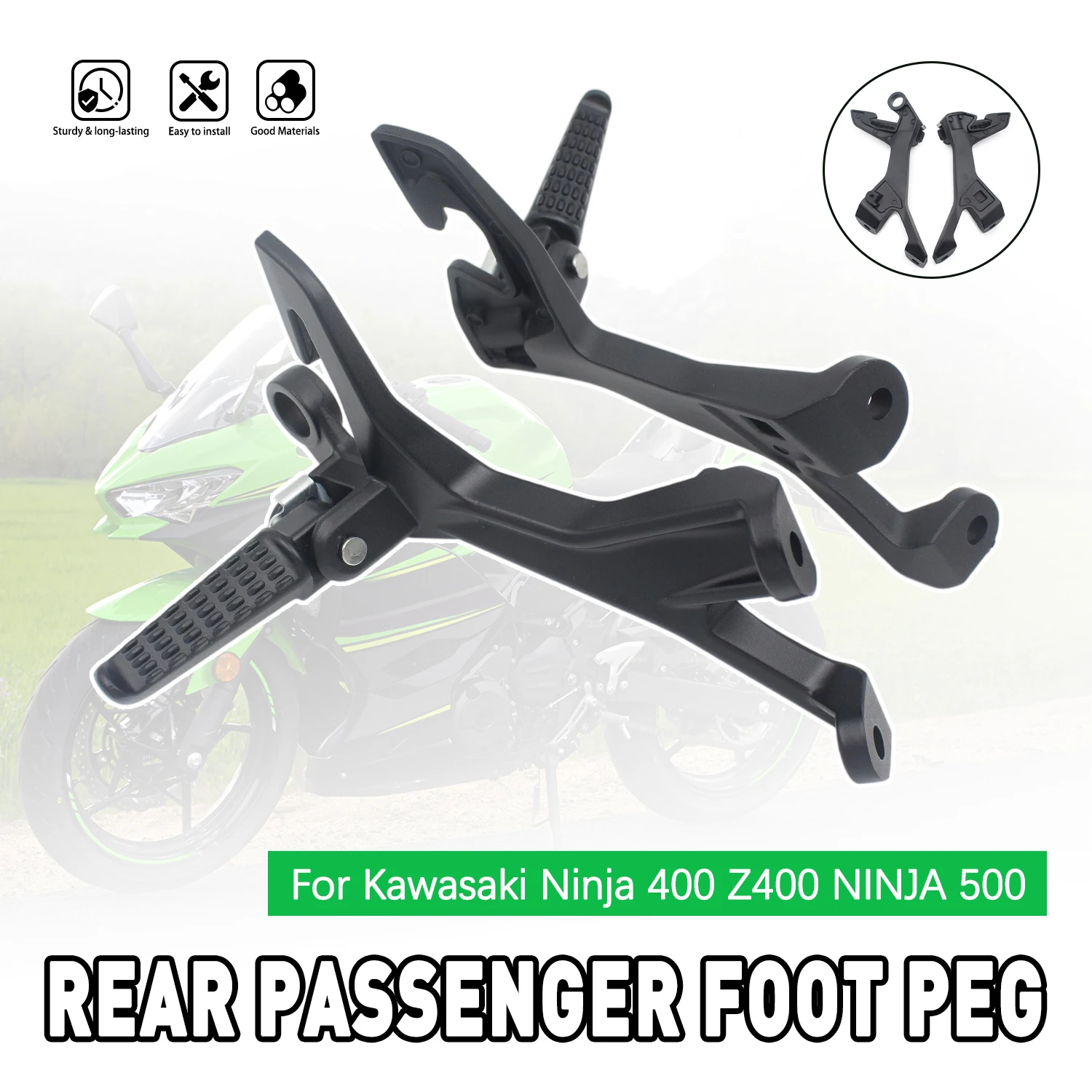 Motorcycle Rear Passenger Footrest Bracket Footpeg Support For Kawasaki Z400 2019-2023 Ninja 500 Z500 2024 Ninja 400 2018-2023