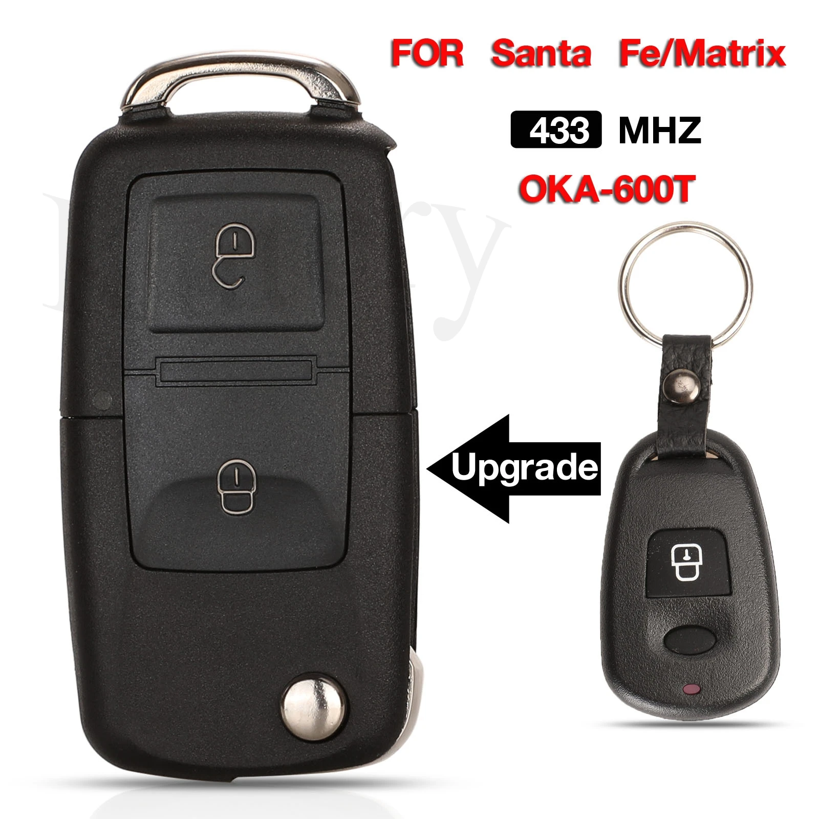 jingyuqin 2 Buttons Remote Car key Fob 433mhz  For Hyundai Santa Fe matrix 2002-2006 CE0682 OKA-600T