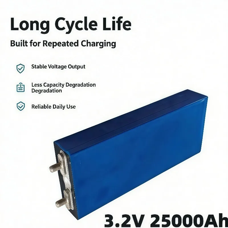 LiFePO4 Battery Cell 3.2V 25000mAh Deep‑Cycle Lithium Iron Phosphate Cell For 12V‑48V Solar Energy UPS Storage System