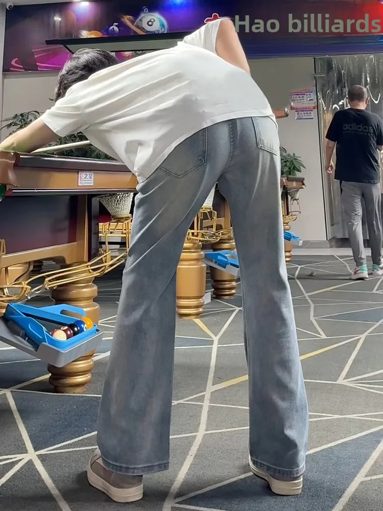 

Мужские джинсы с высокой талией в стиле ретро, прямые брюки с удлиненной вставкой, облегающие брюки-буткэт, повседневная одежда, осенний сезон