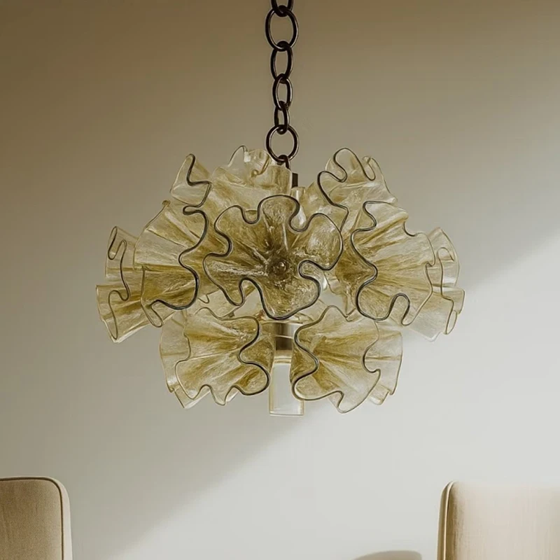 Modern Glass Flowers Led Pendant Lights Living Dining Room Chandeliers Lighting Fixtures Home Decor Loft Bedroom Suspension Lamp