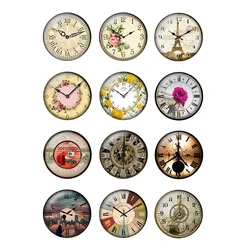 12pcs Vintage Clock Pocket Watch 8 To 25mm Round Photo Glass Cabochon Demo Flat Back DIY Jewelry Making Findings Wholesale T007