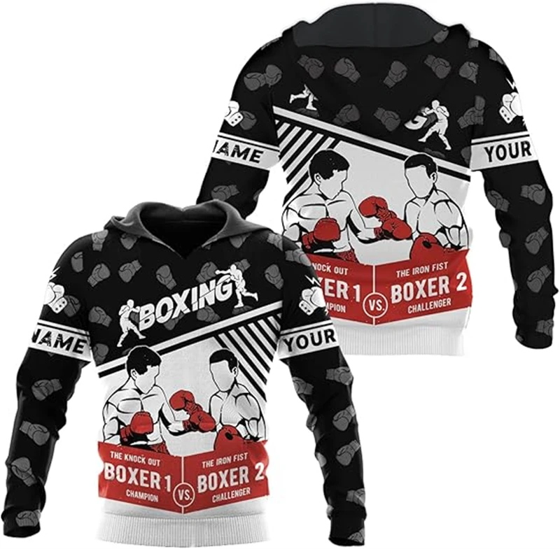 Muay Thai Graphic Hoodie Men Clothing 3D Boxing KO Print Sportwear New In Hoodies Women Harajuku Fashion Y2k Pullover Sweatshirt