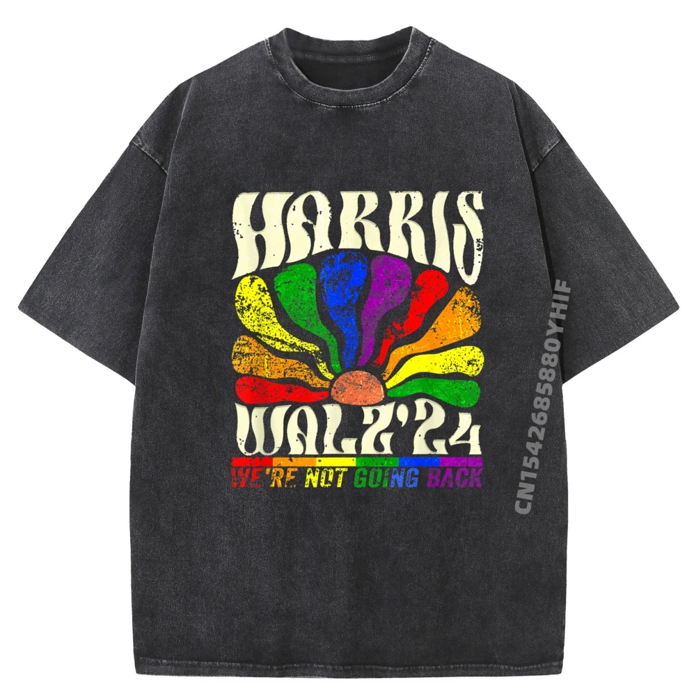 

Harris Walz Boho Flower ЛГБТК, дышащая потертая футболка из 100% хлопка, мужские топы, футболки, новейшая футболка с рисунком