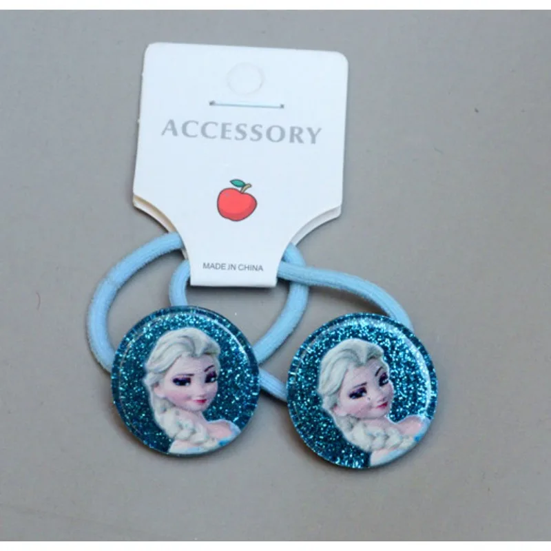 Corde à cheveux de dessin animé Disney Frozen pour enfants, princesse Elsa, accessoires pour cheveux, anneau de cheveux de fête pour bébé fille, coiffure à la mode, jouets cadeaux