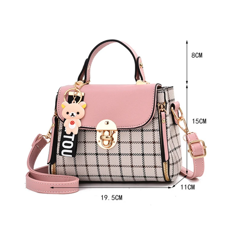 Newposs Plaid Pattern Handbag Women\'s Buckle Decor Flap Purse Fashion PU Leather Crossbody high quality bag Bag