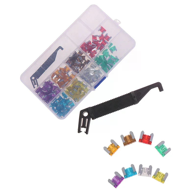 

Набор из 100 мини-предохранителей Micro Auto для автомобиля, низкопрофильные, 3А, 5А, 7.5А, 10А, 15А, 20А, 25А, 30А