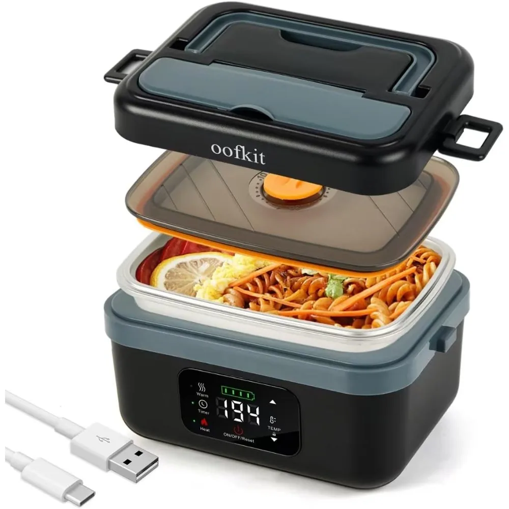 

Electric Lunch Box For Adults(Men & Women),Heated Lunch Box Battery Powered With USB Charge port,Self Heating Coreless,Portable
