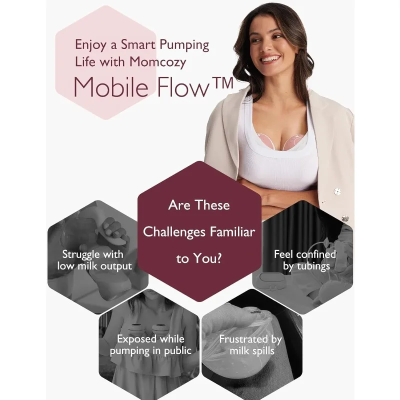 Breast Pump Hands Free Mobile Flow | M9, App Discreet Control with Personalized Multi-Modes & 15 Levels