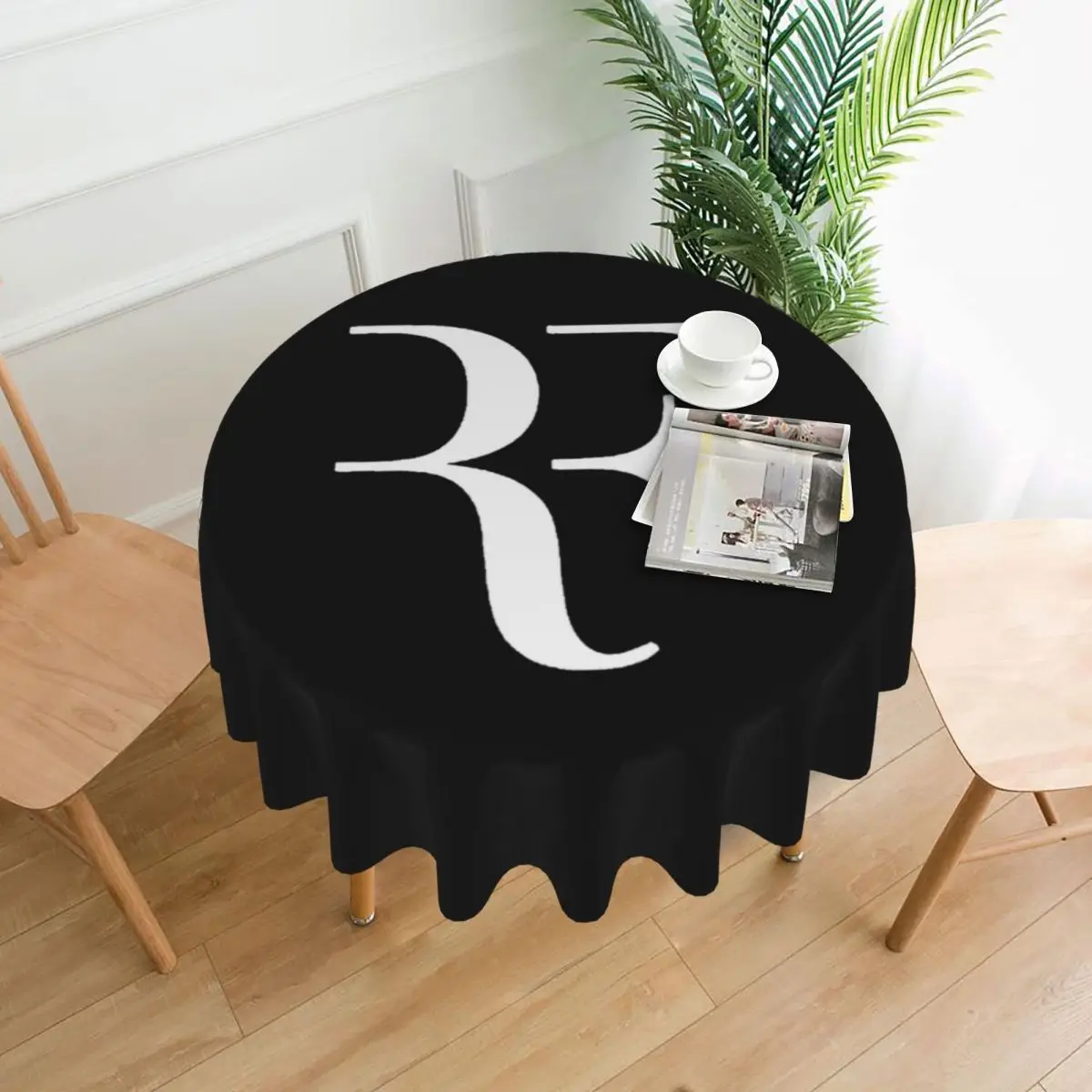 Roger Federer Waterproof Round Tablecloth Oilproof Table Cloth for Kitchen Events Dining Table Cover 60 inches