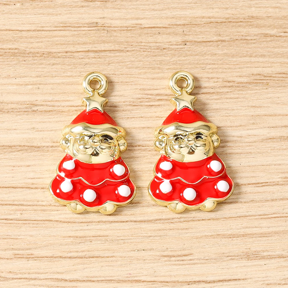 Tusember 5 Stück Emaille-Weihnachtsanhänger mit Weihnachtsmann, Schneeflocke und Schneemann für Weihnachtshalsketten, Ohrringe, Armbänder und Bastelarbeiten – Detail 26