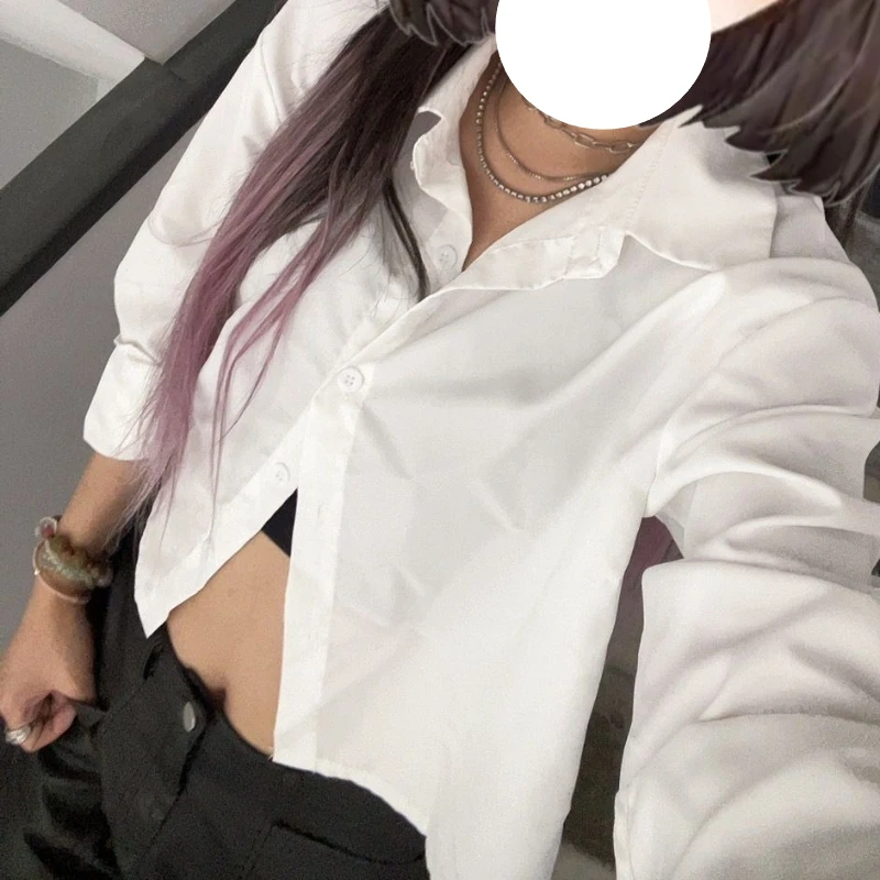 

Shirts Women Irregular Korean Fashion Harajuku Clothes New Hot Sale Spring Tops Long Sleeve Casual Chic Lady Solid Popular Crops