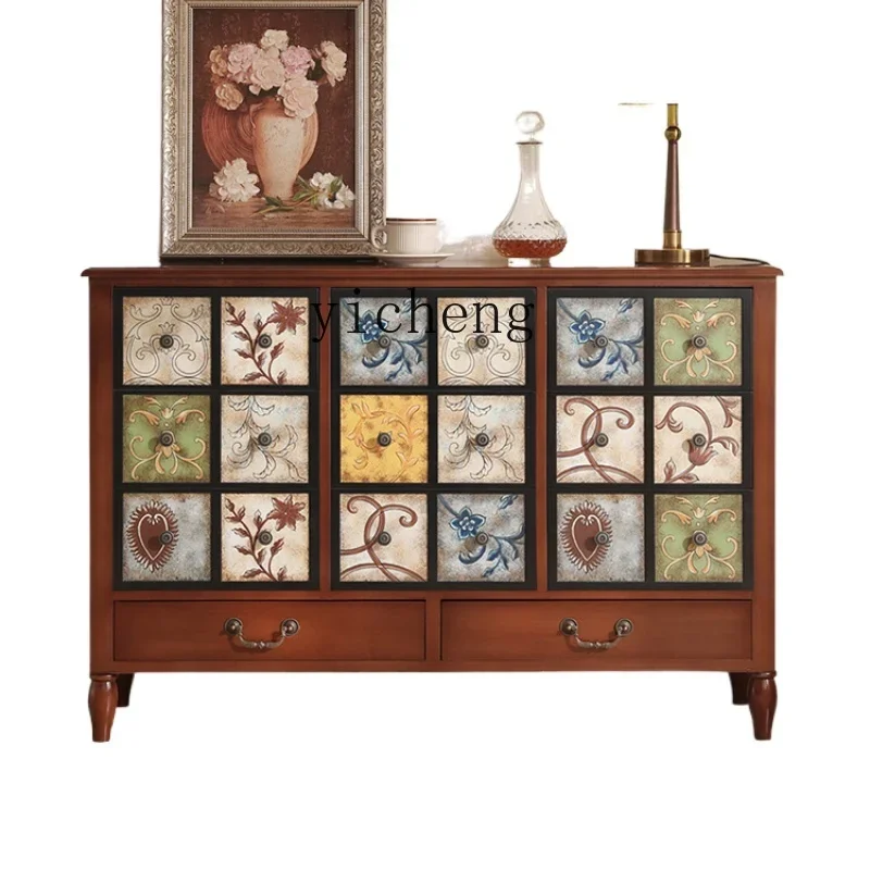 

ZK American chest cabinet drawer storage cabinet painted against the wall bedroom storage home living room retro storage cabinet