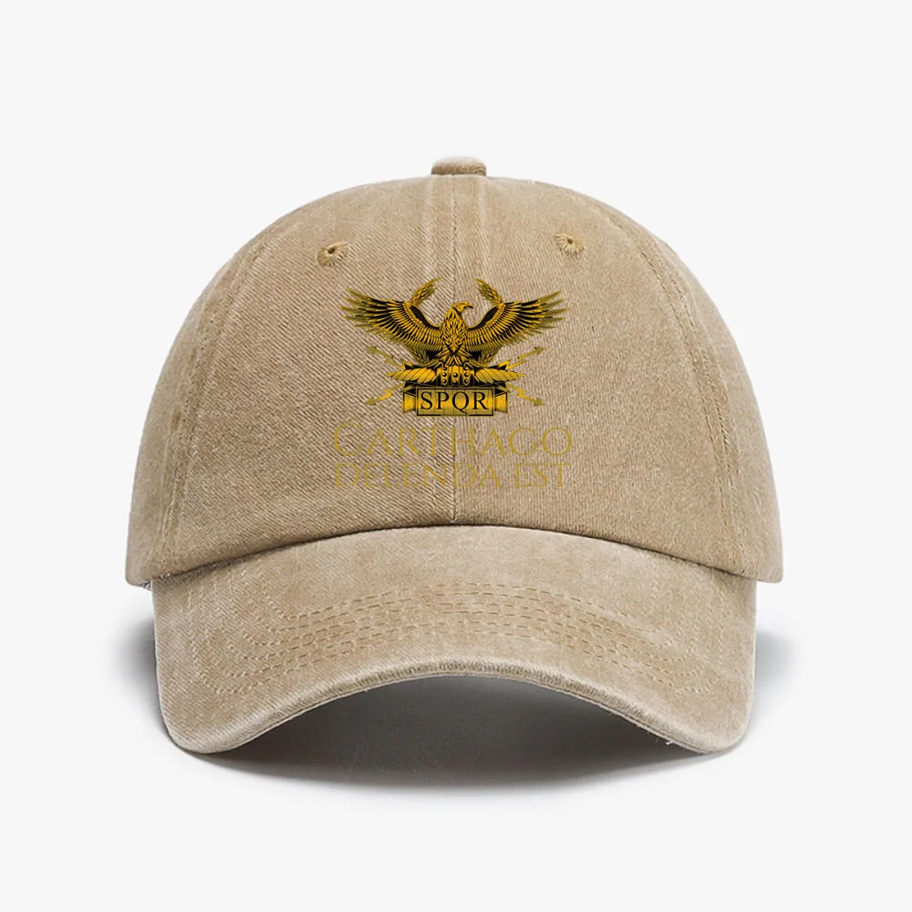 Ancient Classical Roman History Carthago Delenda Est Latin Quote baseball cap summer adjustable casual Denim Washed hat