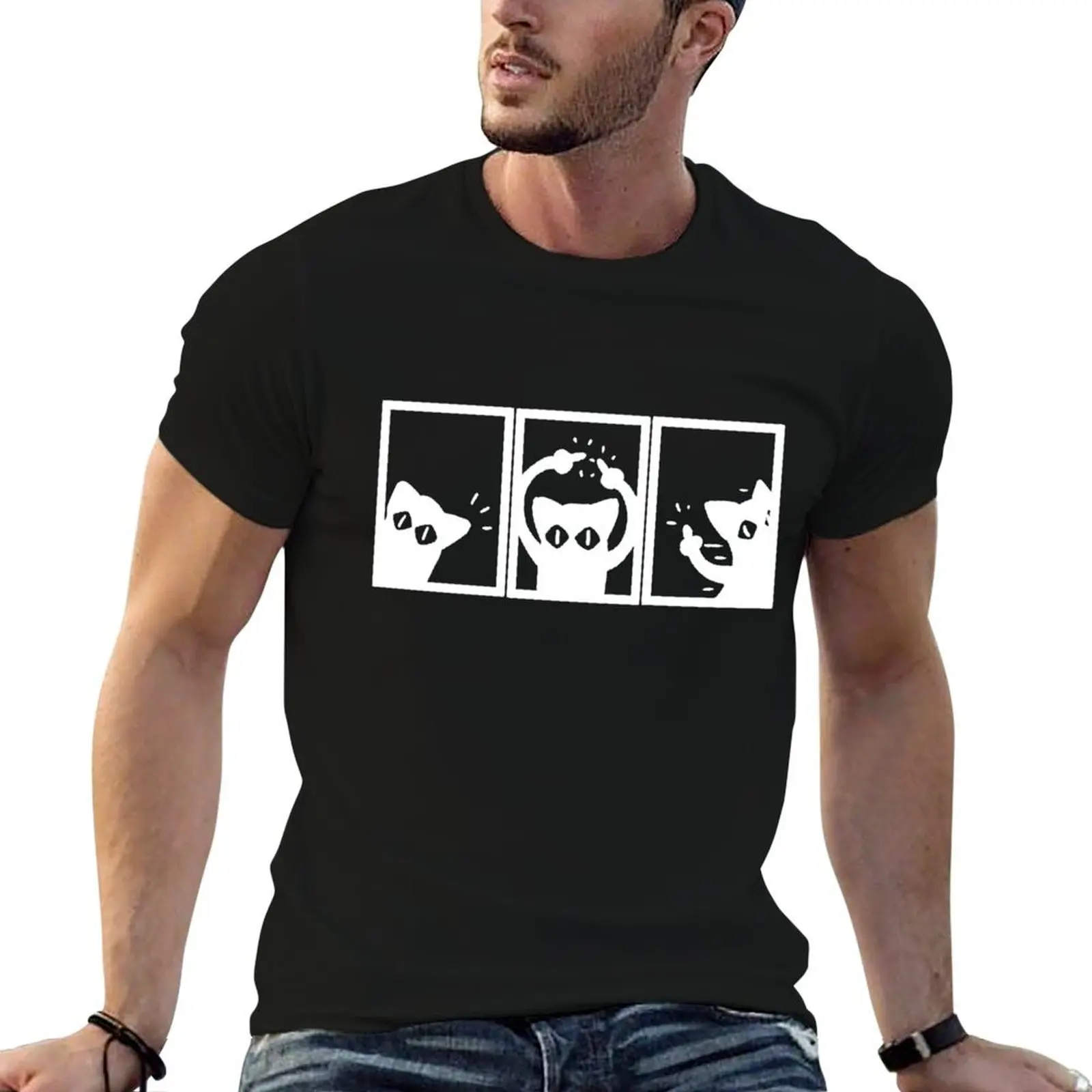 Tri-cat T-Shirt Soft Cotton Print T-Shirt