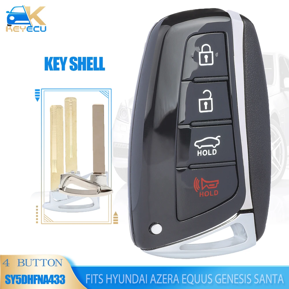 

KEYECU Smart Remote Key Shell Case 4B Fob for Hyundai Azera Equus Genesis Santa Fe G80 2013 2014 2015 2016 2017 SY5DHFNA433