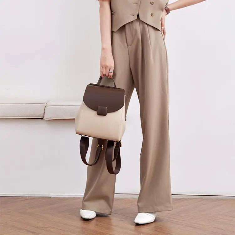 Genuine Leather Backpack Ladies Simple Luxury Cowhide Backpack Fashion Bag Female Bag Large Capacity Travel Bag Wholesale XK216