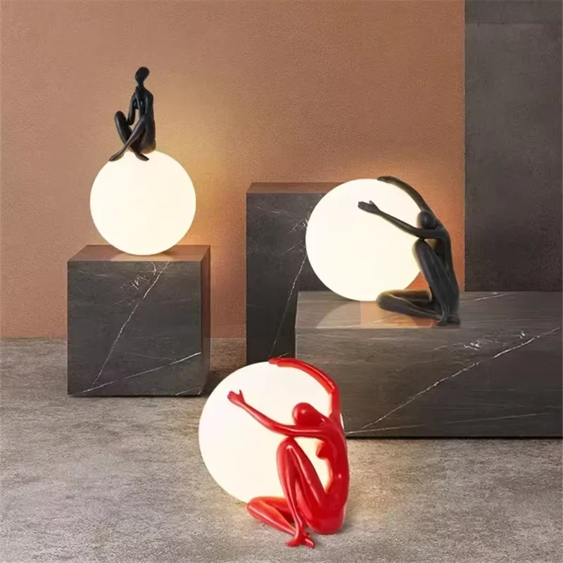 الإنسان عقد الكرة مجردة الجدول مصباح LED إيطاليا صورة مصمم النحت ضوء غرفة نوم غرفة المعيشة مقهى ديكور مكتب أضواء