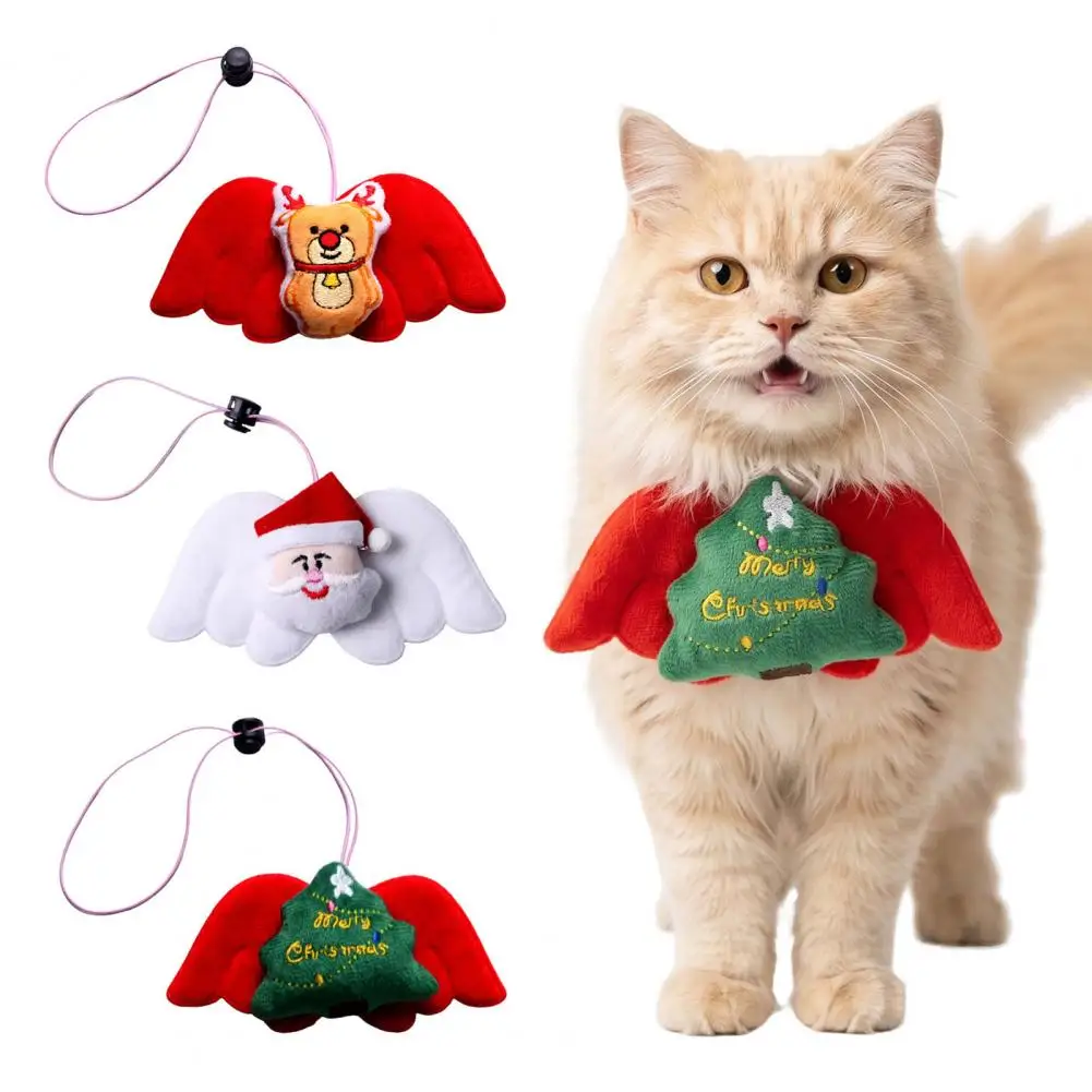 Adjustable Pet Neck Strap Christmas Pet Collar Charm Plush Deer Ornament Soft Stuffed Hanging Pendant for Cats Small Dogs