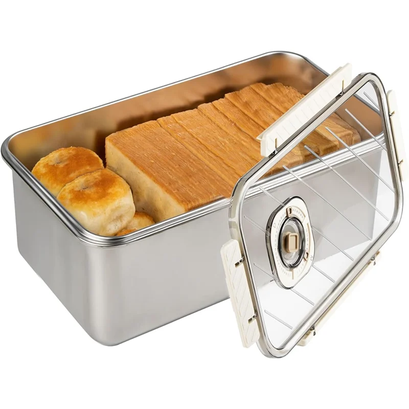 

Герметичная хлебница из нержавеющей стали с функцией записи времени крышки Контейнер для хранения хлеба большой емкости