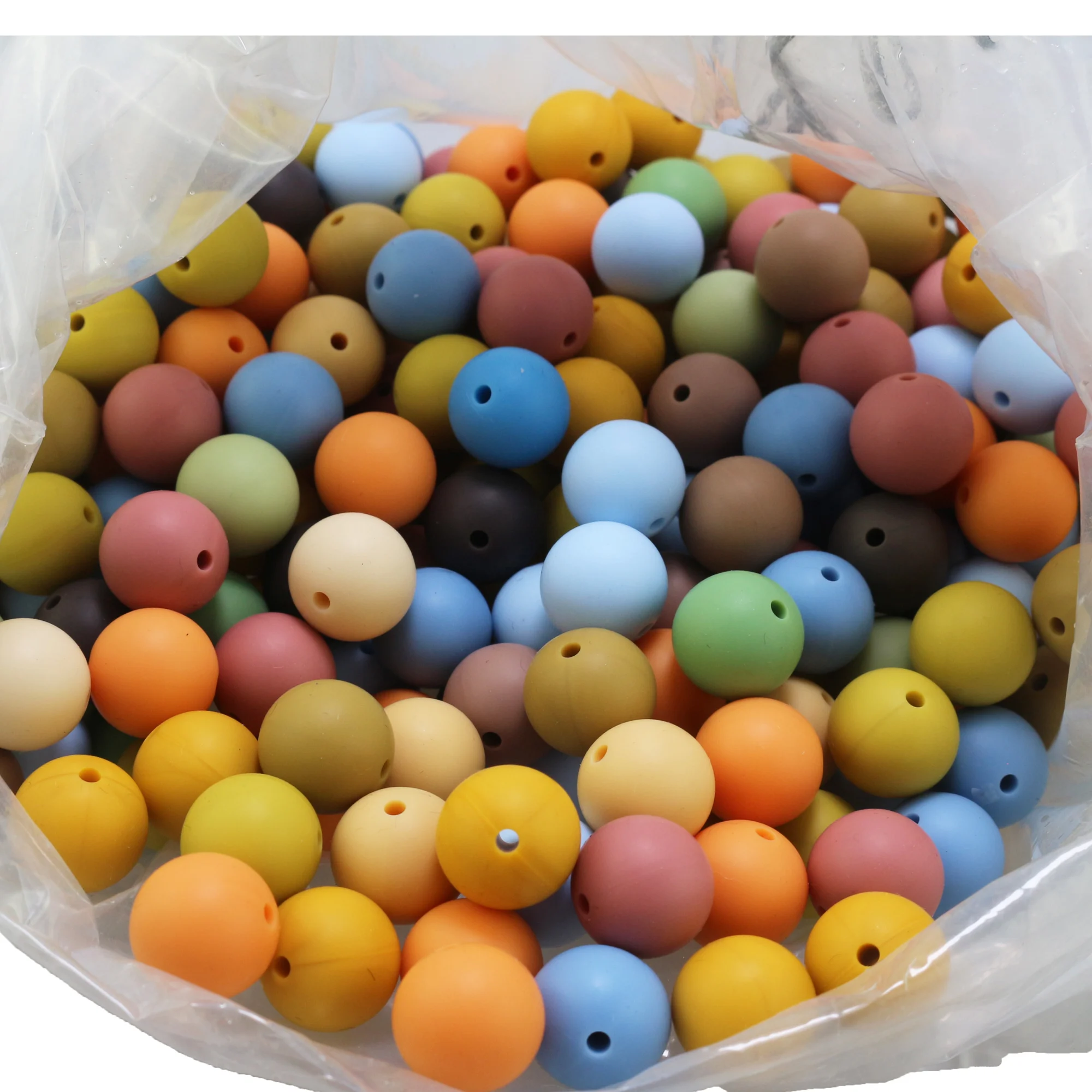 New Colors 20Pcs 10mm 12mm 15mm 20mm Silicone Beads Baby Teething Round  Loose Ball Chewable DIY Wood Pearls For Making Pens