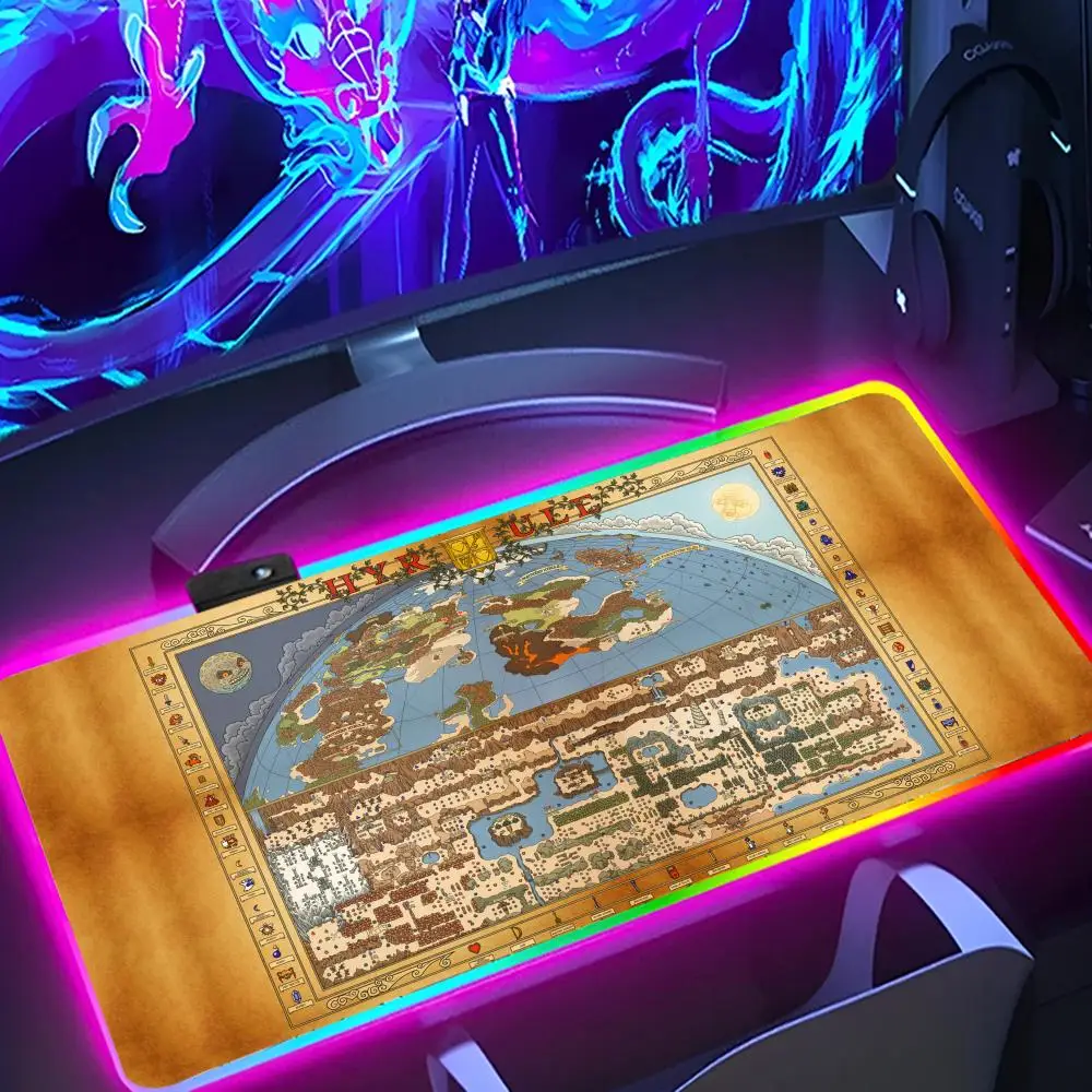 zelda merchandise  Mouse Pad Popular Large RGB Mause pads XXL LED Japan made Table Pads Keyboard Mats Desk Rug With Backlit csgo