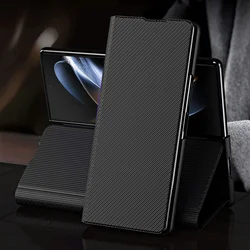 Anti-Fingerprint Leather Case for Samsung Galaxy Z Fold 7 6 5 4 5G Fold7 Fold3 Fold5 Fold4 Fold 3 2 Fold2 fold6 Cover Capa