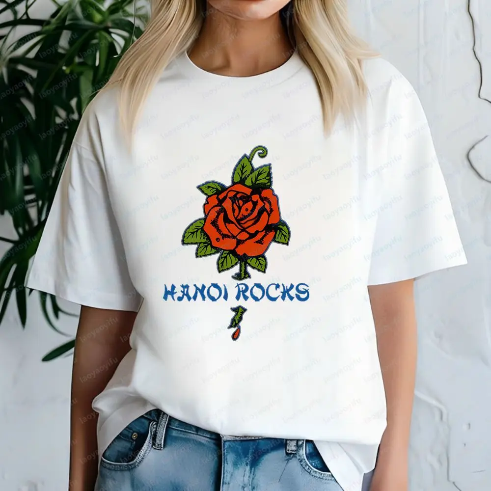 Hanoi Rocks - Summer Trendy Urban Short-Sleeved Shirt for Both Men and Women, Patterned, Large Size, Comfortable T-Shirt