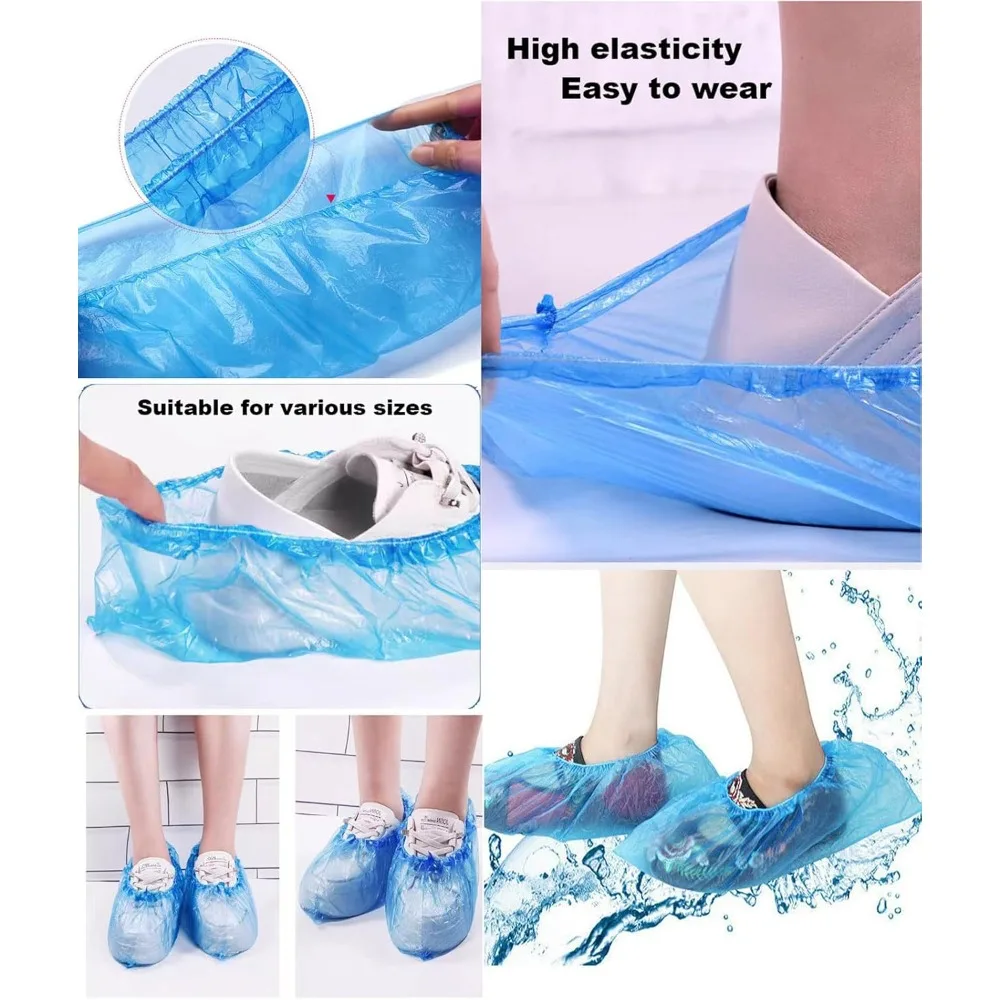 Reusable Shoe Covers – 8 Pairs, Waterproof & Non-Slip, Machine Washable, Large