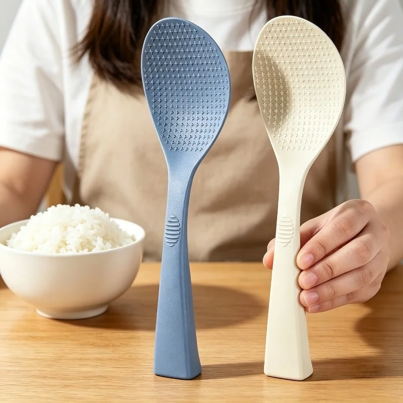 1/2Pcs Integrated Silicone Rice Spoon Heat-resistant Non-stick Rice Cooker Spoon Standing Household Cooking Utensil